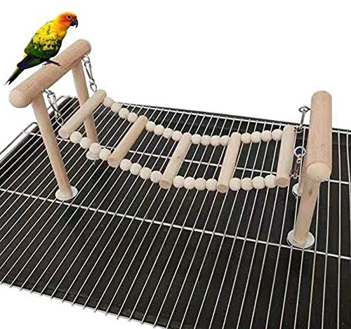 Natural Log Bird Ladder Parrot Climb Swing Bridge Encourages Coordination for Birds