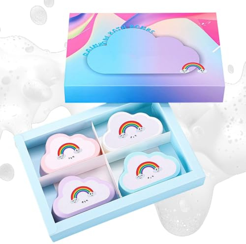 Bubbelbad Mild, Skonsam Kroppsbadboll Med Regnbågens Färger | 4-Pack Med Skummande Bubbelbad Passar För Unga Barn, Pojkar, Flickor, Ungdomar, Familjen Och