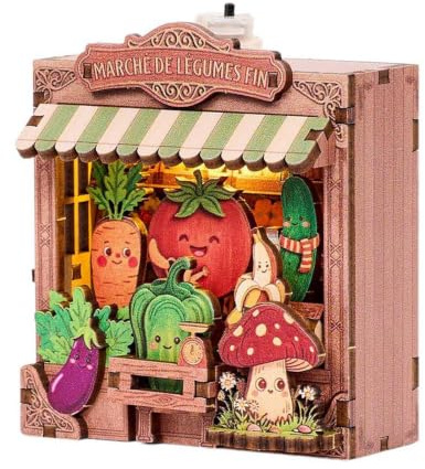 Magnetic 3D Wooden Puzzle Kit with Miniature Night Light | Glue-Free DIY Building Set for Teens, Adults and Parent-Child Crafts, Compact Bookshelf or Desk Display, 1 Pack