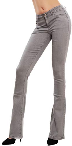 Toocool Jeans Mujer Talle Alto Efecto Push Up – Pantalón Campana Acampanado F36-M6129 [XL, Gris]