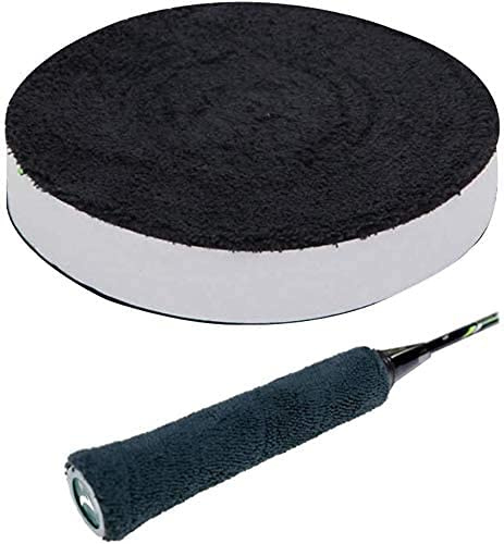 5M Badminton Tennis Racket Wrap Self-adhesive Big Reel Towel Grip Anti Slip Racquet Grip Sweatband Tape Wraps Racket Grip Tape Tennis Overgrip Absorbed Wraps (suitable for 9 grips)
