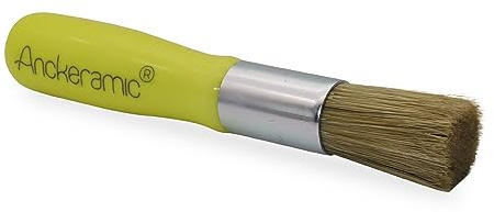 Pincel para repostería de cerámica, cerdas naturales, hecha a mano, color amarillo