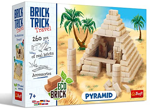 Trefl - Brick Trick Construire avec la Brique Voyages - Pyramide - Bâtiment Ancien, Brique Naturelle, Blocs de Briques ÉCO, Bricolage, Plus de 260 Briques, pour Les Fans de Construction