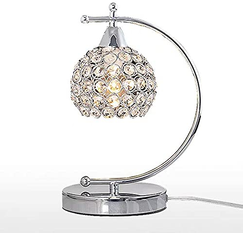 Tischlampe, Tischleuchte, Nachttischlampe, Nachttischleuchte E27 Metall, Wohnzimmer Schlafzimmer Büro, Leselampe Bett, Nachttischlampe Kinderzimmer, Modern, mit klarem Kristall