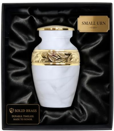 Urna Blanca de Recuerdo – Mini urnas para Recuerdo de Cenizas humanas – Urnas conmemorativas para Cenizas Adultas pequeñas con Caja Negra – Honra a tu ser Querido con urna Blanca de Cenizas pequeñas