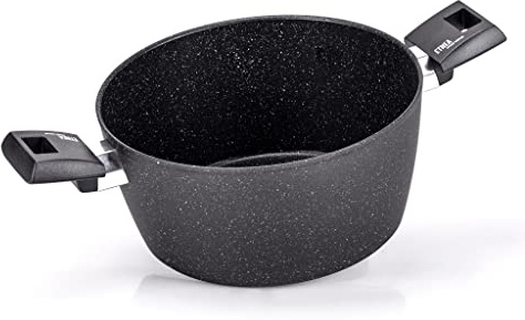 Moneta Etnea Evolution Pentola Induzione 24 cm Antiaderente, Casseruola Antiaderente con Fondo Net Induction e Manici Atermici, Alluminio Forgiato - Made in Italy
