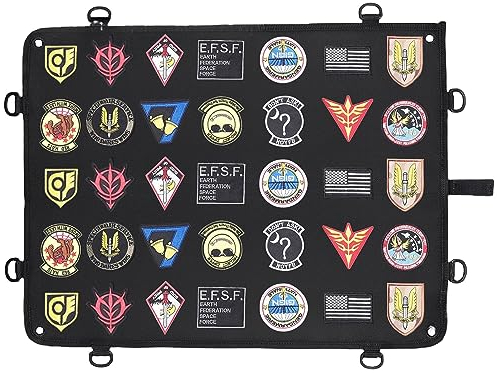 Patches Klett Wand, Patchwand Kletttafel Wand Klettmatte Wand Militär Klett Patch Wand mit Ösen für Militär Patch Aufhängung (Schwarz, 48.5 x 62.5 cm)