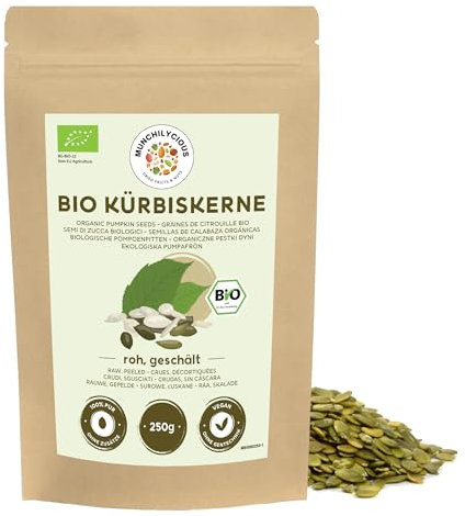 Munchilycious Semi di Zucca BIO 250g, Semi di Zucca Biologici Sbucciati, Snack Cheto
