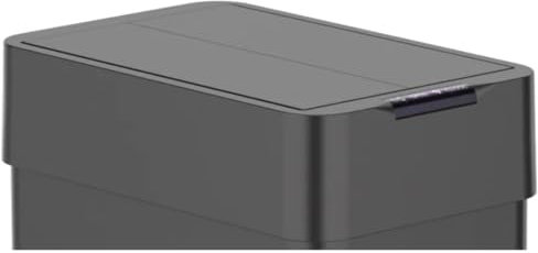 KITCHEN MOVE Couvercle de Poubelle de cuisine automatique 60L SILVERLAKE BLACK en acier Inox avec cerclage Ouverture papillon