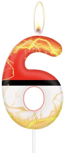 Cartoon 6 Birthday Candle, Anime Number 6 Candles for Cake, Girls Boys 6th Birthday Decoration, Anime Themed Party Decoration, Sparkle Candle Cake Toppers for Girls Boys Birthday Party Decorations