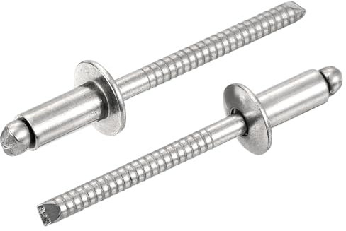 sourcing map 80Pcs 3/16x3/8 304 Stainless Steel Dome-Head Blind Rivets, Open-End Type Blind Rivets for DIY, Sheet Metal, Automotive Repairs, Furniture, Boat, and Duct Work (Silver)