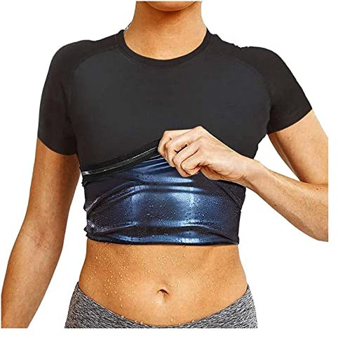 T-shirt de sudation pour homme - T-shirt de sport à manches courtes - T-shirt en néoprène - Pour le sport et le fitness, Femme, 4X-Large