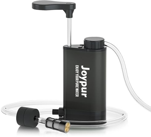 Joypur Filtro de agua de supervivencia para exteriores, filtro de agua potable de metal con capacidad de filtro de 6000 L, purificador de agua portátil para camping, senderismo, emergencia, etc