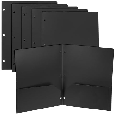 PATIKIL 6 Pezzi Cartelle A Due Tasche In Plastica Cartelle Resistente Nero