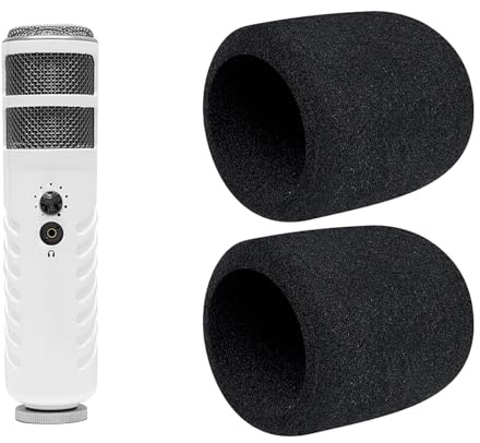 SOULWIT 2Pcs Protezione Microfono Schiuma Copertura Filtro Pop per RØDE(Rode) Podcaster, Copri Mic Parabrezza - Nero