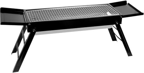 Barbecue au charbon de bois portable - Barbecue pliable avec table latérale - Barbecue adapté pour la cuisine en plein air - Équipement de cuisine portable en plein air pour pique-nique, jardin