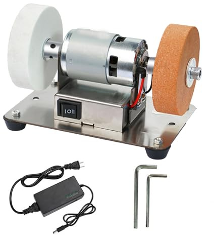 Mini smerigliatrice da banco, lucidatrice, Piccola levigatrice a Disco, velocità Regolabile, Design Portatile, Adatta per Legno, Metallo, coltelli e Pelle.
