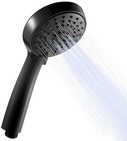 OFFO Pommeau de Douche, Pomme de Douche à Main à 3 Modes, Pomme Douche Ronde, Pommeau de Douche Economie deau, Douchette pour Salle de Bain, Noir