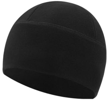 Kiran Fashion Winter Warm Blank Sports Cycling Skiing Running Helmet Inner Mens Polar Fleece Beanie Skull Watch Cap Hat (Black)