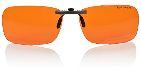 Spectra479 Blue Light Blocking Clip On Glasses - 99.9 Percent Effective Computer Glasses for Men & Women, Durable Lightweight, Reduce Eyestrain, Headaches and Improve Sleep (Nighttime Lens)