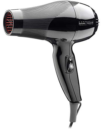 GAMMAPIU’ Asciugacapelli Professionale Mini 7005 Nero, Phon per Capelli da Viaggio, Doppia Velocità e Temperatura, Beccuccio e Diffusore Inclusi, Griglia Rivestita in Tormalina, W 900-1100