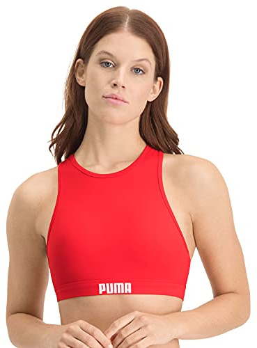 PUMA Unisex Racerback Swimwear Women's Racerback Swim Top Black Large / 12-14 (Pack of 1)