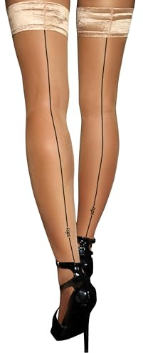 sofsy Calze velate per donna, collant con tacchi alla francese & autoreggenti in silicone | 20 Den Naturale con cucitura nera 6 - XXL