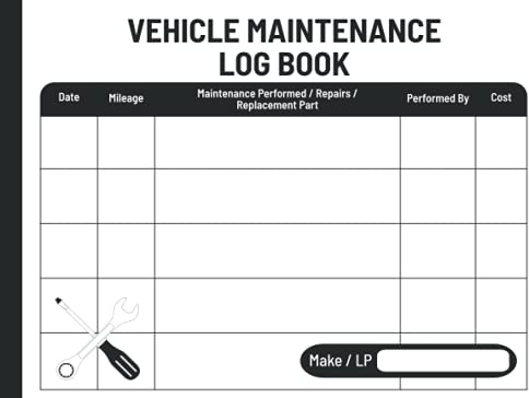 Vehicle Maintenance Log Book: Simple Repairs and Maintenance Record Book for Cars, Trucks, And Motorcycles, Small Size 8.25”x6”