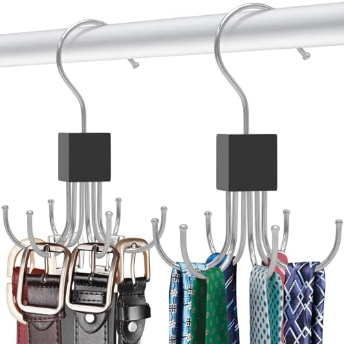Scartink 4pcs Rotatable Tank Top Hanger,Bra,Belt,Tie,Scarf Hanger for Closet, Multipurpose Holder Organizer and Storage Hook for Belt,Bra,Hat,Tank Top,Tie,Scarf,Purse