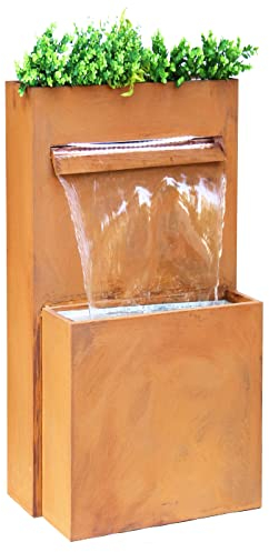 Dehner Gartenbrunnen Perth, mit LED-Beleuchtung, 89 x 46 x 44 cm, Cortenstahl, rost