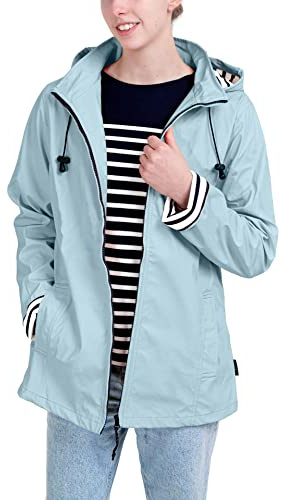 Breizh Ocean - Ciré Femme Imperméable, du XS au 4XL, Création Française ERQUY - Coupe Vent avec Coupe Ajustée et Intérieur Rayé Style Marinière - Manteau Femme