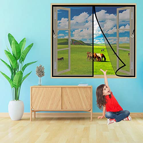 Moustiquaire Fenetre 95x115 cm MagnéTique Fermeture Automatique Rideau Anti Mouche Fenetre Anti Insecte Mouche pour Enfants et Animaux de Compagnie Noir Z
