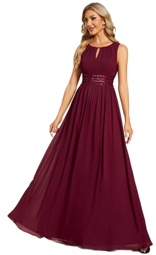 Ever-Pretty Robe Demoiselle d'honneur Femme Col Rond sans Manches Paillettes Taille Empire Chic Robe Soirée ES01955