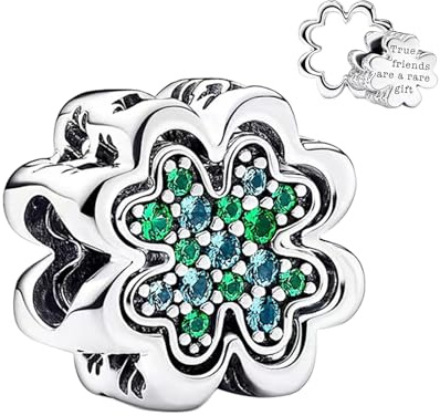 Amuefer St.Patrick's Day Charms 925 armband och halsband, sterling silver berlock alla hjärtans dag jul födelsedag smycken gåvor till dam mamma fru vänner, Sterlingsilver, Kubisk zirkonia