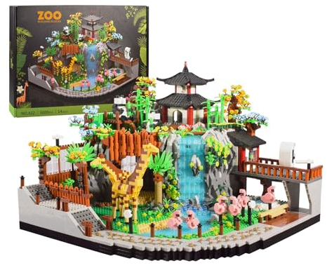 Zoo Tierpark Bausteine Bausatz, 5000+ Klemmbausteine Modular Integrierter Tierpark Modellbausatz, Micro Konstruktionsspielzeug Nicht Kompatibel mit Großen Marken