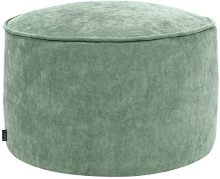 icon Milano Pouf Poggiapiedi, Verde Salvia, Chenille, Poltrona Sacco con Riempimento Incluso, Pouf Sacco, Camera da Letto, Soggiorno, Mobili Soggiorno