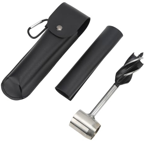 Set di Trivelle Manuali - Trapano Portatile Multifunzionale in Acciaio Inossidabile con Custodia per attività all'aperto e Fting (Borsa e fondina in pelle PU nera)