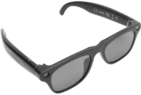 Tosuny 4K 1080p Kameraglasögon, AI -översättning Smart Glasses, Bluetooth 5.4 Ljudsolglasögon med Kamera, Dubbla Högtalare, AI Voice Assistant, AI Visual Dialogue, Music Playback (Black)