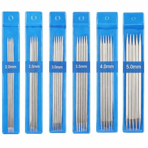 Nadelspiel Stricknadeln Set 15 cm,30 Stück Edelstahl Stricknadeln Set,Knitting Needles 2,0 mm-5,0 mm,Doppelspitzen Stricknadel für socken, Handschuhe Hüte Haustier Pullover Schals