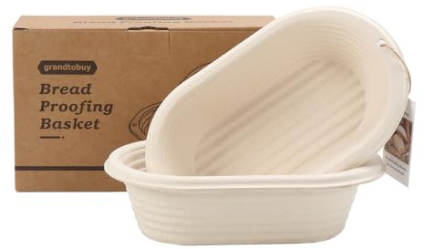 2-Pack 10 Oval Sourdough Banneton Bread Proofing Basket with Linen Liner