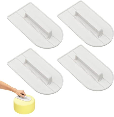 4 piezas de alisador de pasteles, raspador de borde plano y herramienta de alisado de borde curvado para glaseado de fondant, plástico de grado alimenticio para crema de mantequilla y mazapán, fácil