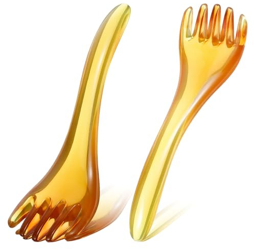 Exircy Scalp Massage Tools, 2 Pack Head Spa Gua Sha Tools, Head Massages Comb, Men & Women, Portable Resin SPA Tool for Soothing Heads Massage (Amber)