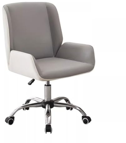Justerbar skrivbordsstol Ergonomiskt ryggstöd Hemdatorstol Läder Vadderade fåtöljer med svängbara hjul, Besöksstolar for konferensrum(Grey A)