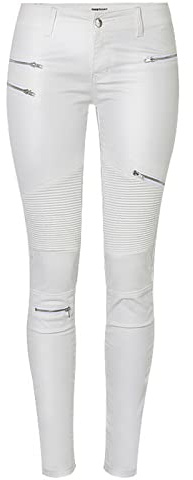 Faringoto Pu Leather Denim Trousers Women's Skinny Stretch Biker Leggings