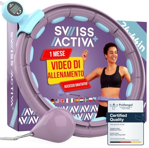 Swiss Activa+ S4.S - Aro de Hula con Peso silencioso para Adultos con Bola de Peso -60-112 cm - Aro de Hula con Bola de Peso - Aro Infinito - Aros de Fitness - Aro de Ejercicio con Bola - Aro