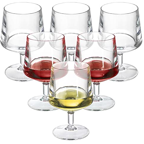 Frcctre Set mit 6 Acryl-Weingläsern, 300 ml, unzerbrechliches Tritan-Kunststoff-Weingläser, Brandy, Whiskey, Kristallgläser, Snifter, dicke Rotweinkugeln, BPA-frei und bruchsicher