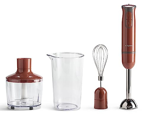 Tognana Iridea, frullatore a immersione con frusta sbattitore, bicchiere da 600 ml e tritatutto da 500 ml, rosso mela