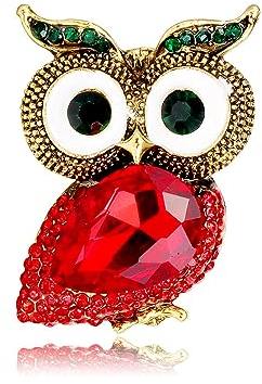 Eule Brosche für Damen Frauen Zirkonia Tier Brosche Corsage Dekorative Zubehör Kleidung Dekoration Damen Brosche Schmuck (Rot)