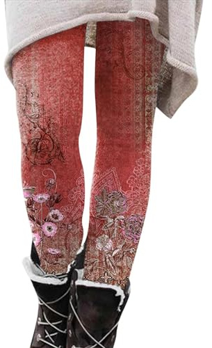 Cocila Christmas Leggings Leggings with Foot Strap Woolen Trousers Women UK Ladies Trousers Leggings Soft Clouds Fleece Leggings Legging That Look Like Tights Deal of The Day (Red, XXL)