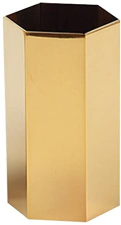 BITACS Organisateurs de cosmétiques, Vase de Forme hexagonale, boîte de Rangement de pinceaux de Maquillage en Diamant, Organisateur de Vase à Fleurs dorées, décoration de Table en métal